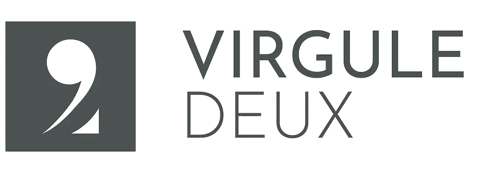 Logo Virgule Deux en gris anthracite réalisé par l’agence Frappe